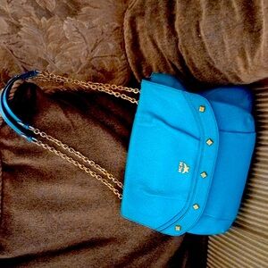 MCM BLUE BAG PEBBLE LEATHER GUC